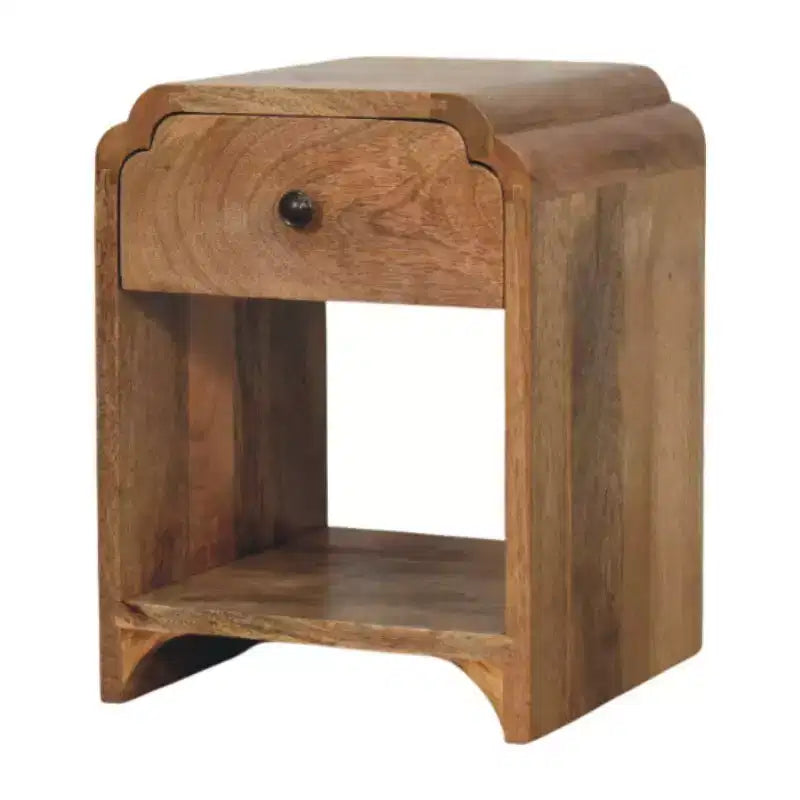 HomeRoots Comodino con un cassetto in legno massello di quercia da 16 pollici con bordo smerlato