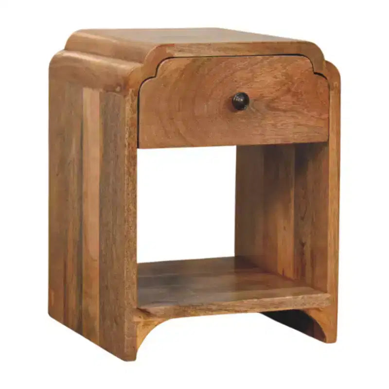 HomeRoots Comodino con un cassetto in legno massello di quercia da 16 pollici con bordo smerlato