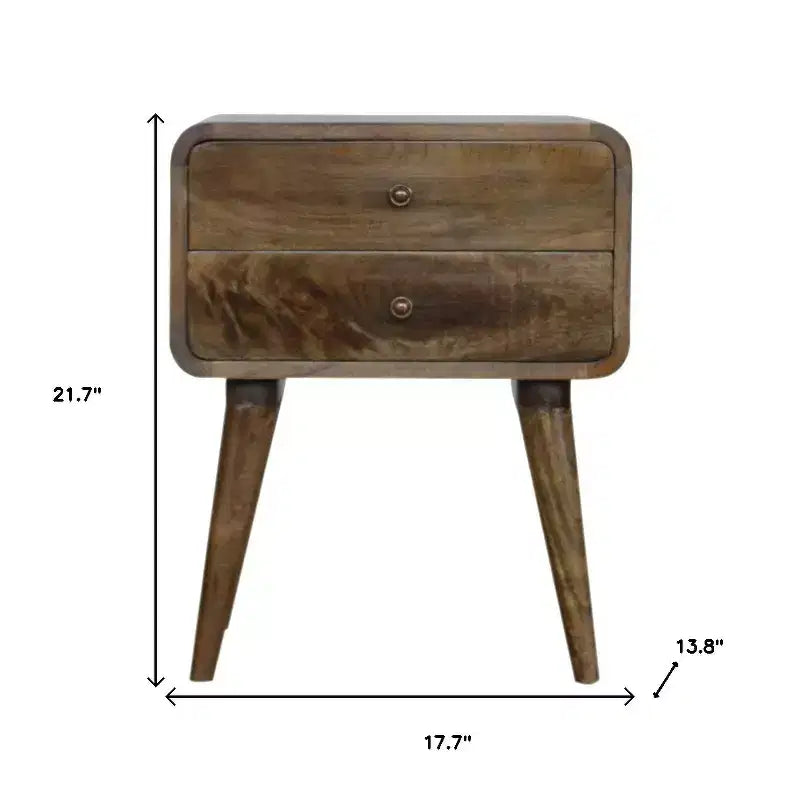 HomeRoots comodino a due cassetti in legno massello naturale anticato 22