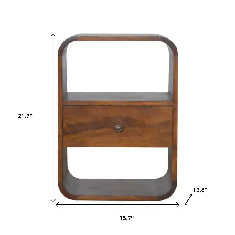 HomeRoots 22 comodino a un cassetto in legno massello marrone
