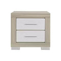 HomeRoots 23 Natural And White Wood Square Two Drawer Nightstand