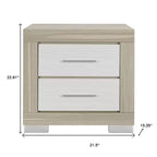 HomeRoots 23 Comodino quadrato in legno naturale e bianco a due cassetti