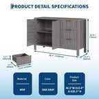 Mobile contenitore grande a scanalature da 47 pollici, credenza a buffet, mobile bar, credenza in legno con 3 cassetti per cucina, soggiorno, ingresso