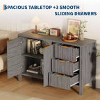 Mobile contenitore grande a scanalature da 47 pollici, credenza a buffet, mobile bar, credenza in legno con 3 cassetti per cucina, soggiorno, ingresso