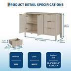 Mobile contenitore grande a scanalature da 47 pollici, credenza a buffet, mobile bar, credenza in legno con 3 cassetti per cucina, soggiorno, ingresso