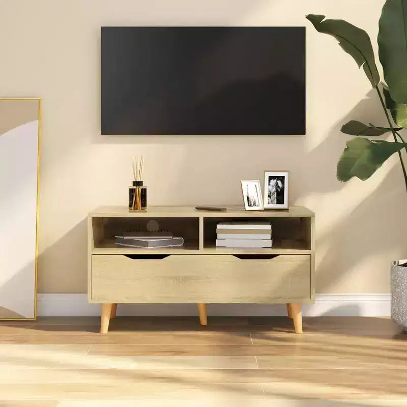 vidaXL Mobile TV - Rovere Sonoma Marrone - Robusto e Stabile - Materiale in Legno Ingegnerizzato - Stile Scandinavo - Ampio Spazio di Archiviazione