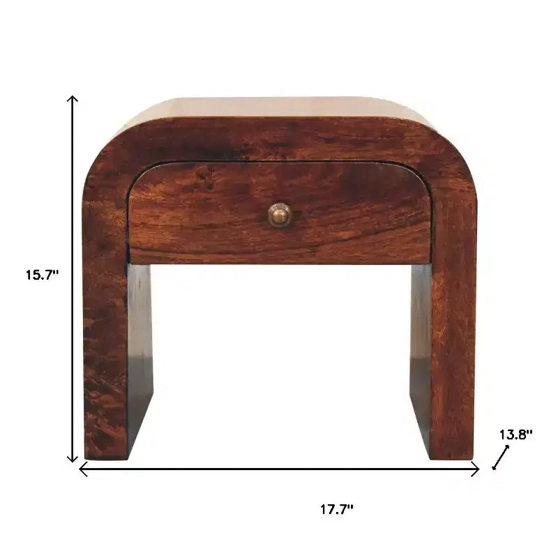 HomeRoots comodino a un cassetto in legno massello di noce da 16 pollici