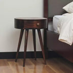HomeRoots Comodino rotondo a un cassetto in legno massello di noce 22