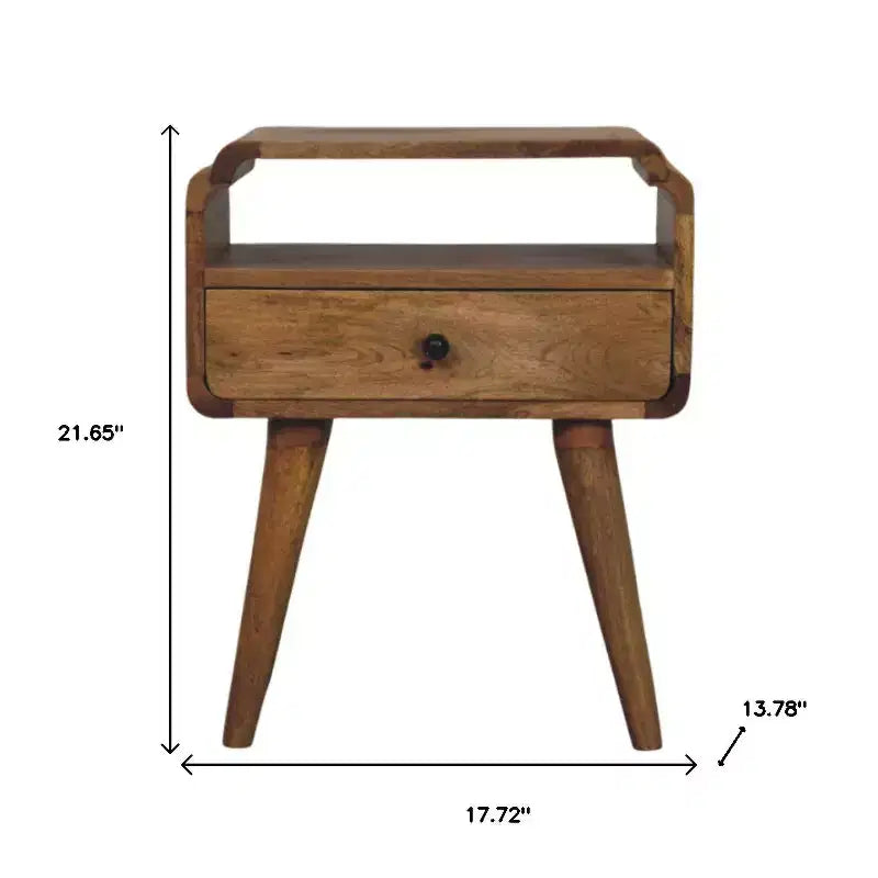 HomeRoots Comodino con 1 Cassetto in Legno Massello Marrone Chiaro 22