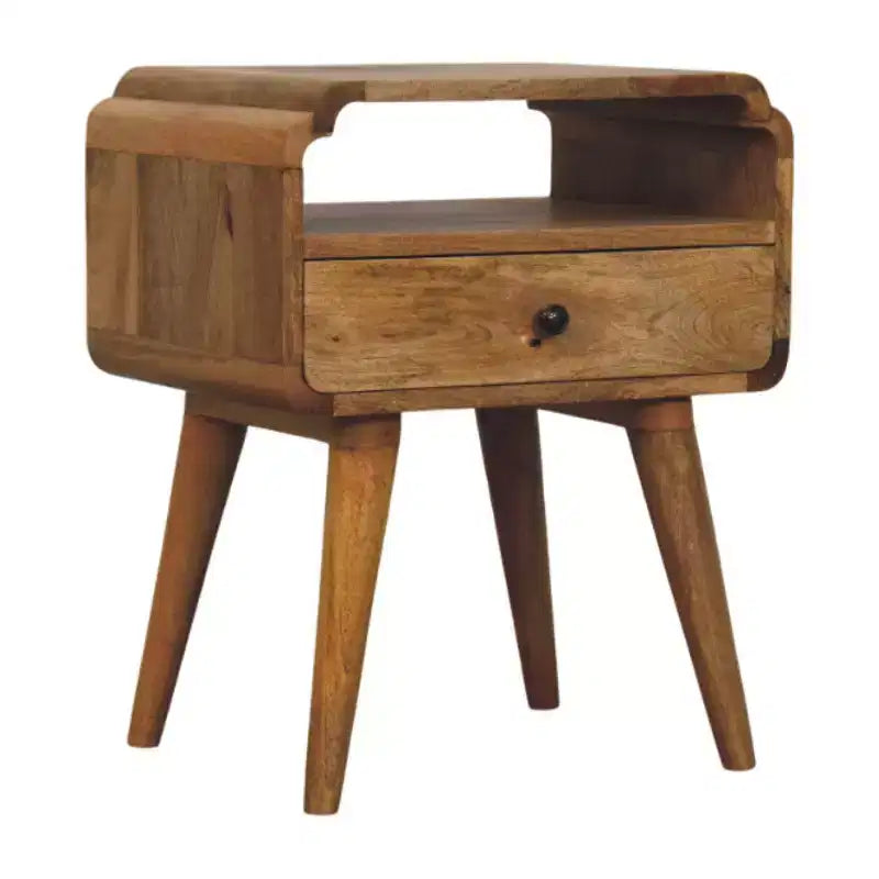 HomeRoots Comodino con 1 Cassetto in Legno Massello Marrone Chiaro 22