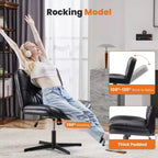 Sedia moderna Okak Criss Cross senza braccioli, sedia da ufficio con seduta extra-large, sedia girevole regolabile in altezza per studio, sala lettura