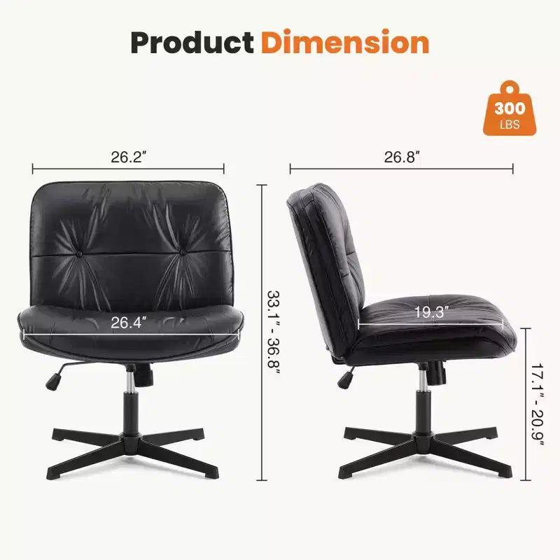Sedia moderna Okak Criss Cross senza braccioli, sedia da ufficio con seduta extra-large, sedia girevole regolabile in altezza per studio, sala lettura