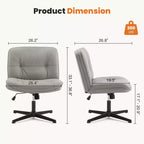 Sedia moderna Okak Criss Cross senza braccioli, sedia da ufficio con seduta extra-large, sedia girevole regolabile in altezza per studio, sala lettura