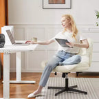 Sedia moderna Okak Criss Cross senza braccioli, sedia da ufficio con seduta extra-large, sedia girevole regolabile in altezza per studio, sala lettura