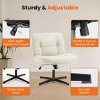 Sedia moderna Okak Criss Cross senza braccioli, sedia da ufficio con seduta extra-large, sedia girevole regolabile in altezza per studio, sala lettura