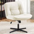 Okak Modern Criss Cross Chair with Armless Design, Office Chair with Extra-Wide Seat, Height-Adjustable Swivel Chair for Study, Reading Room