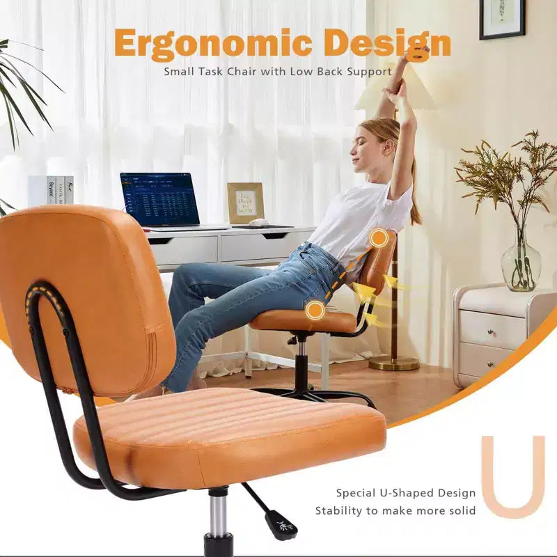 Okak Minimalismo Sedia da computer regolabile in altezza con schienale, sedia girevole senza braccioli con ruote, sedia da ufficio per sala lettura, studio