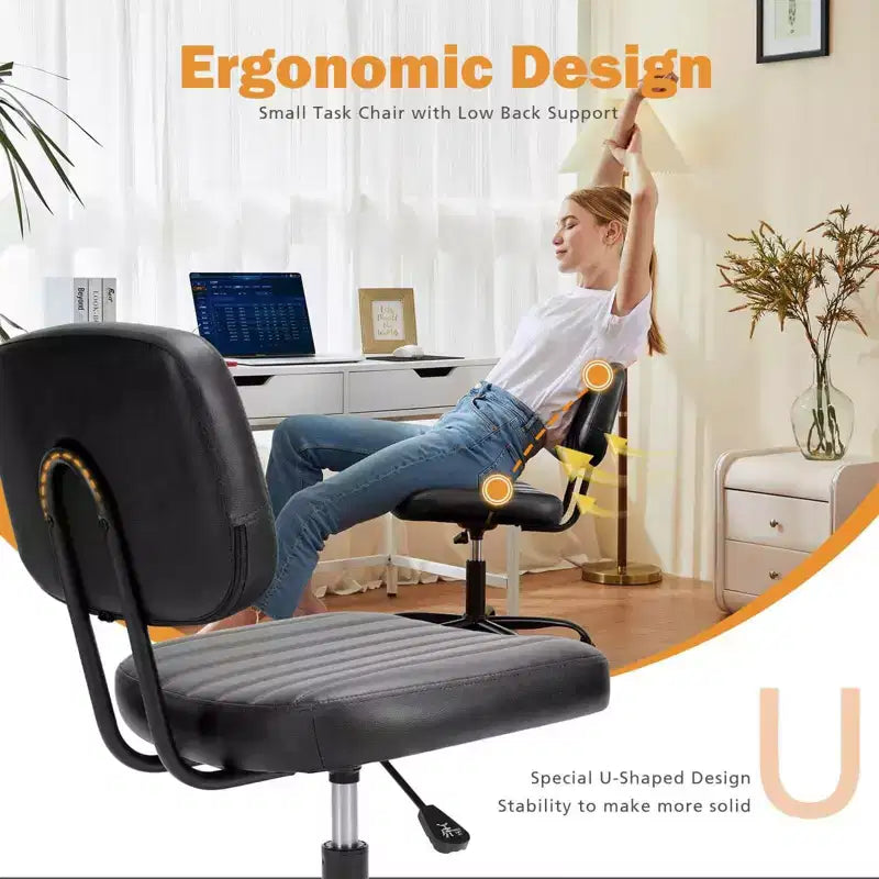 Okak Minimalismo Sedia da computer regolabile in altezza con schienale, sedia girevole senza braccioli con ruote, sedia da ufficio per sala lettura, studio