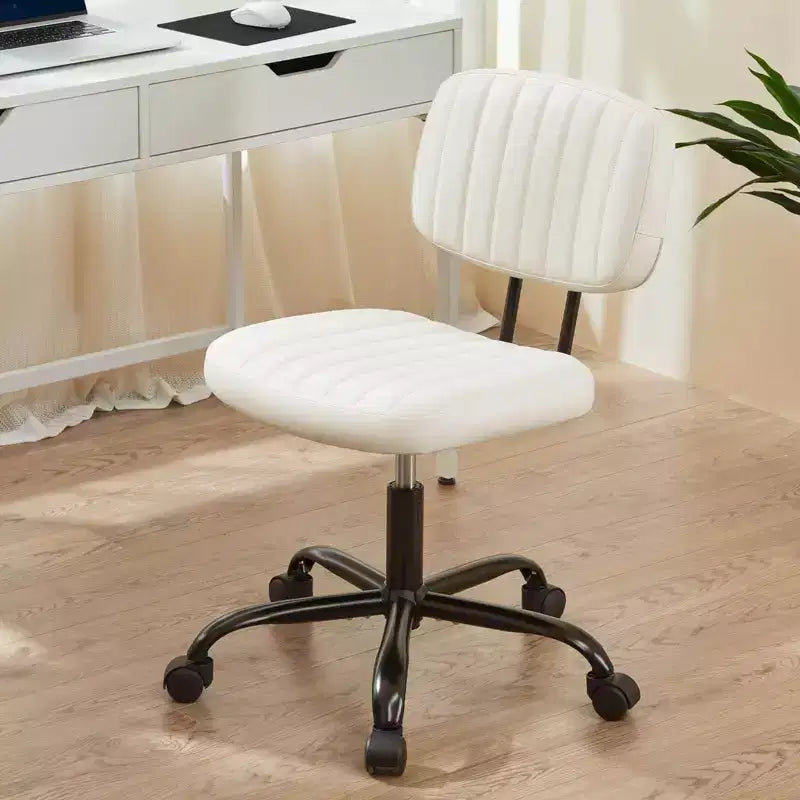 Okak Minimalism Height-Adjustable Computer Chair with Backrest, Armless Swivel Chair with Wheels, Office Chair for Reading Room, Study