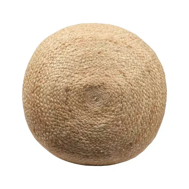Pouf poggiapiedi cilindrico HomeRoots 18 a righe in misto iuta naturale e blu marino