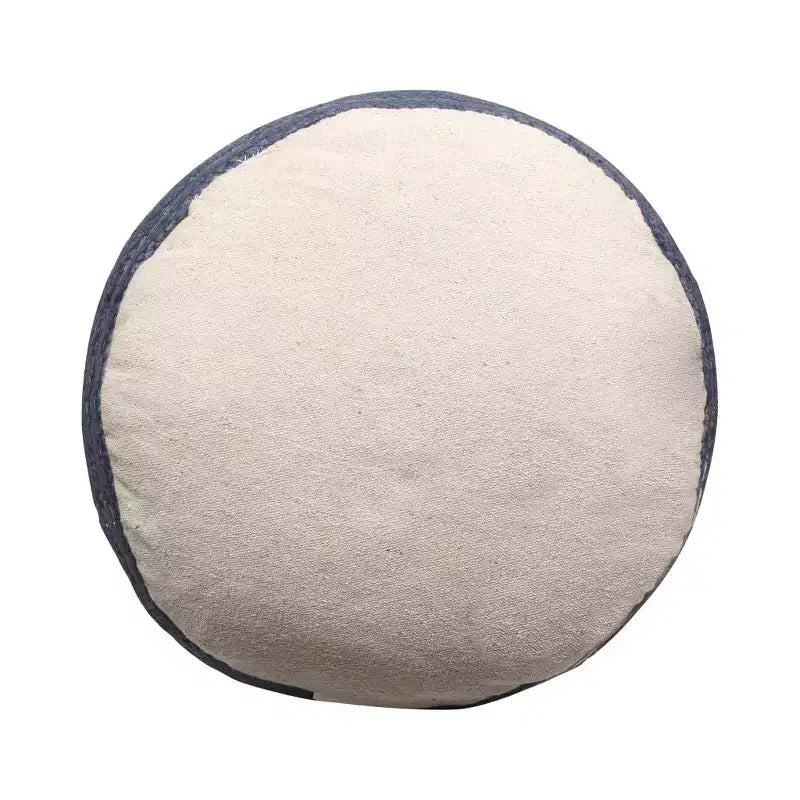 Pouf poggiapiedi cilindrico HomeRoots 18 a righe in misto iuta naturale e blu marino