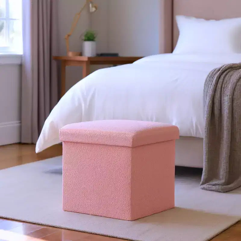 Poggiapiedi contenitore cubo Bouclé da 12