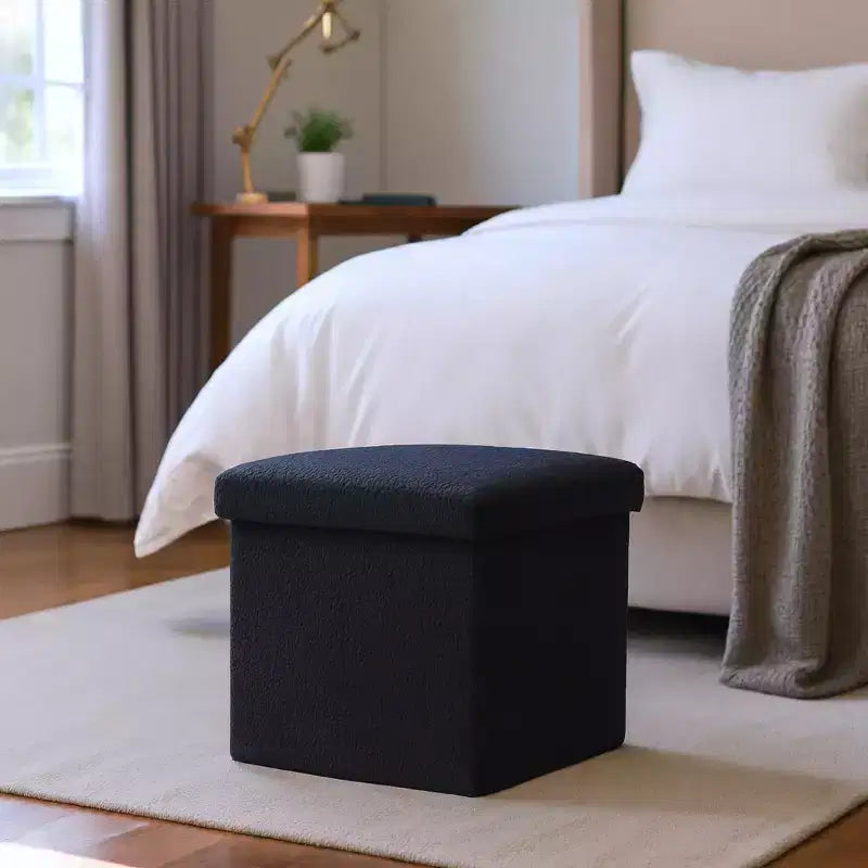 Poggiapiedi contenitore cubo Bouclé da 12