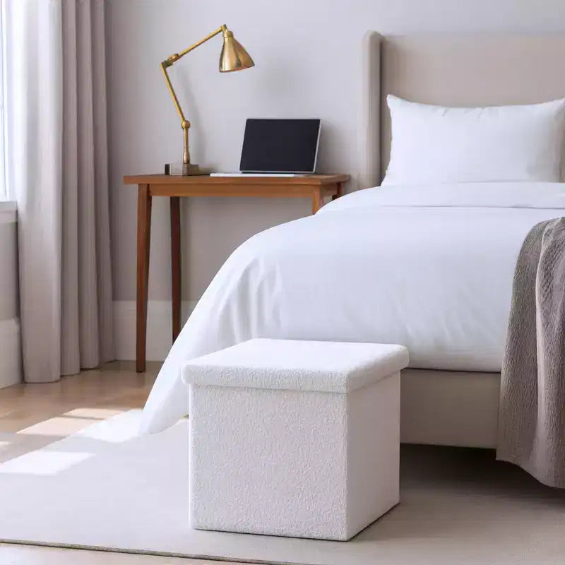 Poggiapiedi contenitore cubo Bouclé da 12