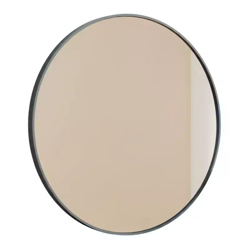 HomeRoots 24 Black Metal Round Framed Bathroom Vanity Mirror