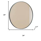 HomeRoots 24 Specchio da Bagno Rotondo con Cornice in Metallo Nero