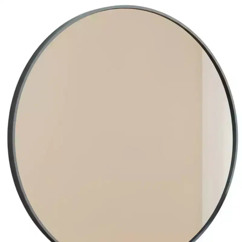 HomeRoots 24 Specchio da Bagno Rotondo con Cornice in Metallo Nero