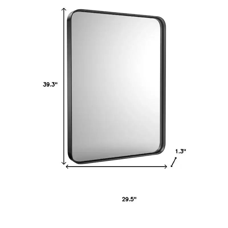 HomeRoots 39 Specchio da bagno con cornice fluttuante in metallo nero