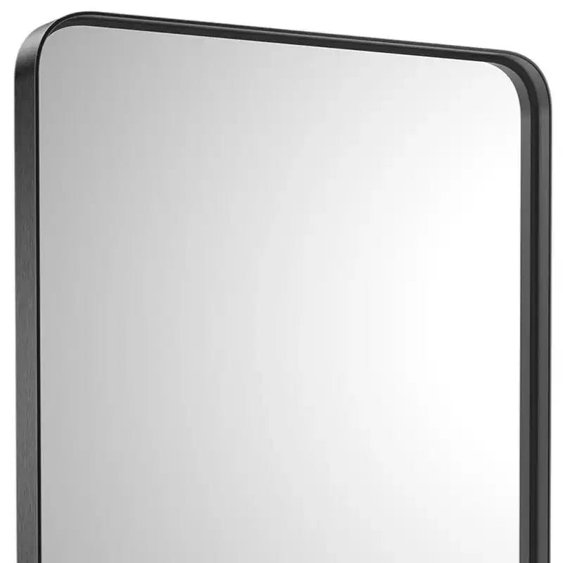 HomeRoots 39 Specchio da bagno con cornice fluttuante in metallo nero