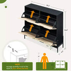 Scarpiera a quattro ante con tre ripiani regolabili, ideale per tacchi alti, stivali e ingressi eleganti: una soluzione perfetta per l'organizzazione del corridoio.