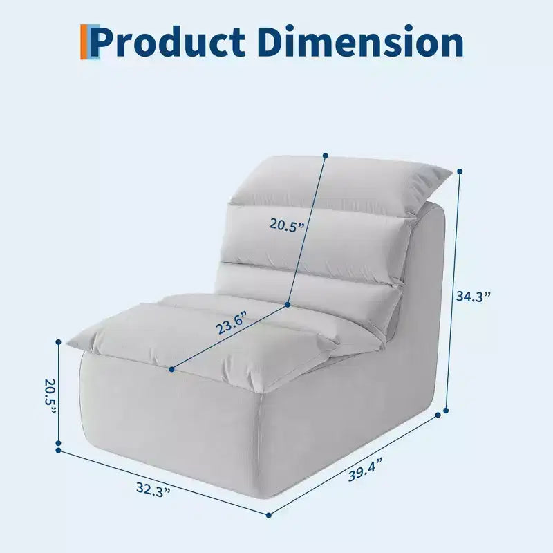 Poltrona a Sacco, Divano da Terra con Schiuma ad Alta Resilienza, Base Antiscivolo, Poltrone Pouf per Adulti, Sedia Camino per Lettura Gaming Soggiorno