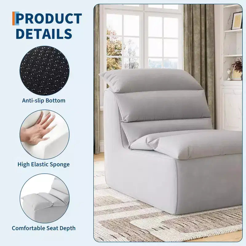 Poltrona a Sacco, Divano da Terra con Schiuma ad Alta Resilienza, Base Antiscivolo, Poltrone Pouf per Adulti, Sedia Camino per Lettura Gaming Soggiorno