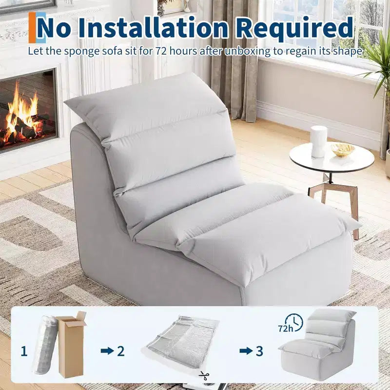Poltrona a Sacco, Divano da Terra con Schiuma ad Alta Resilienza, Base Antiscivolo, Poltrone Pouf per Adulti, Sedia Camino per Lettura Gaming Soggiorno