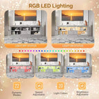 VINGLI Mobile TV Specchiato con Diamanti Scintillanti e Luci LED per TV Fino a 65 Pollici, Mobile Porta TV Moderno Assemblato