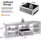 VINGLI Mobile TV Specchiato con Diamanti Scintillanti e Luci LED per TV Fino a 65 Pollici, Mobile Porta TV Moderno Assemblato