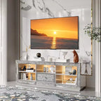 VINGLI Mobile TV Specchiato con Diamanti Scintillanti e Luci LED per TV Fino a 65 Pollici, Mobile Porta TV Moderno Assemblato