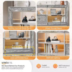 VINGLI Mobile TV Specchiato con Diamanti Scintillanti e Luci LED per TV Fino a 65 Pollici, Mobile Porta TV Moderno Assemblato