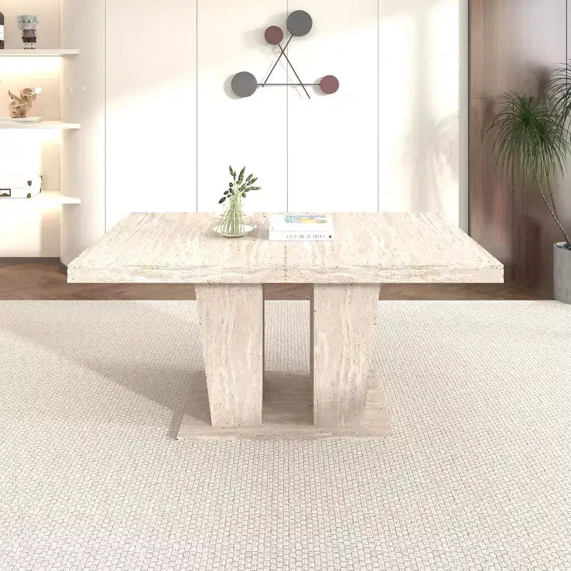 GDFStudio Hugo Rustic 78.74W Rectangle Extendable Dining Table