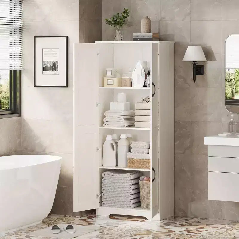 COZONY Mobile dispensa alto con ripiani regolabili, 2 ante, organizzatore di stoccaggio indipendente per cucina, sala da pranzo, seminterrato