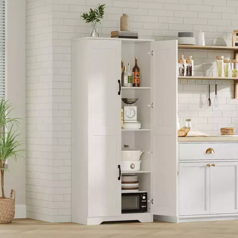 COZONY Mobile dispensa alto con ripiani regolabili, 2 ante, organizzatore di stoccaggio indipendente per cucina, sala da pranzo, seminterrato