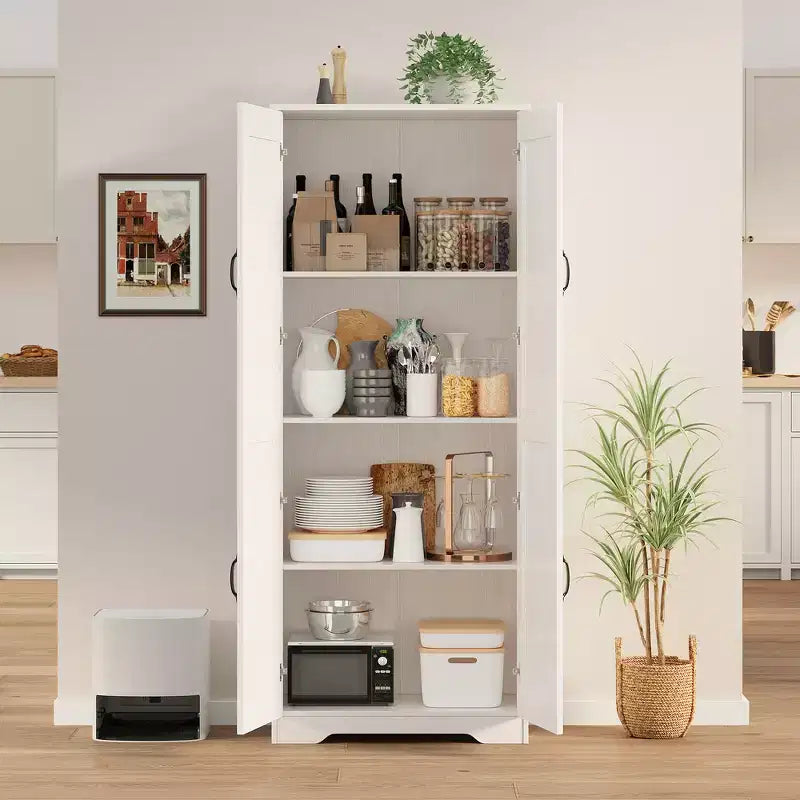 COZONY Mobile dispensa alto con ripiani regolabili, 2 ante, organizzatore di stoccaggio indipendente per cucina, sala da pranzo, seminterrato