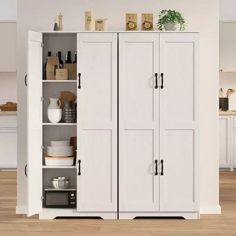 COZONY Mobile dispensa alto con ripiani regolabili, 2 ante, organizzatore di stoccaggio indipendente per cucina, sala da pranzo, seminterrato