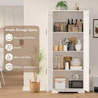 COZONY Mobile dispensa alto con ripiani regolabili, 2 ante, organizzatore di stoccaggio indipendente per cucina, sala da pranzo, seminterrato