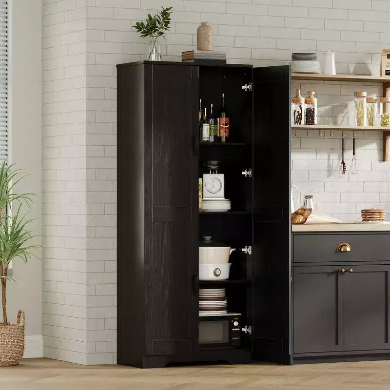 COZONY Mobile dispensa alto con ripiani regolabili, 2 ante, organizzatore di stoccaggio indipendente per cucina, sala da pranzo, seminterrato