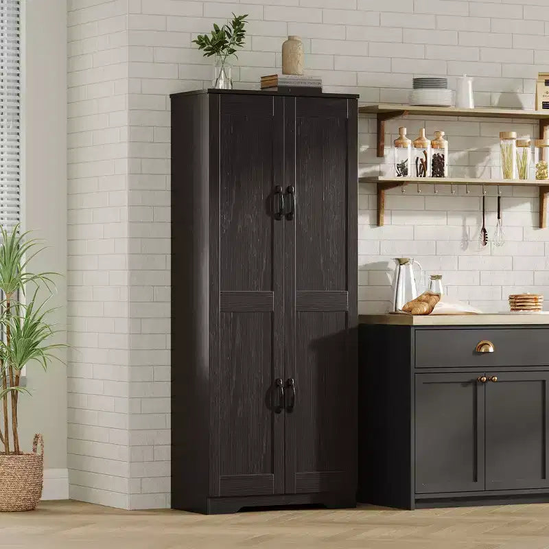 COZONY Mobile dispensa alto con ripiani regolabili, 2 ante, organizzatore di stoccaggio indipendente per cucina, sala da pranzo, seminterrato