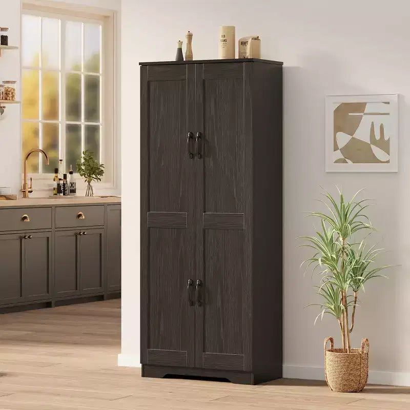 COZONY Mobile dispensa alto con ripiani regolabili, 2 ante, organizzatore di stoccaggio indipendente per cucina, sala da pranzo, seminterrato